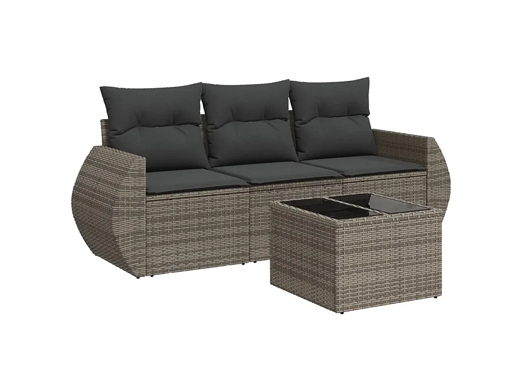 4-delige Loungeset met kussens poly rattan grijs NL78713