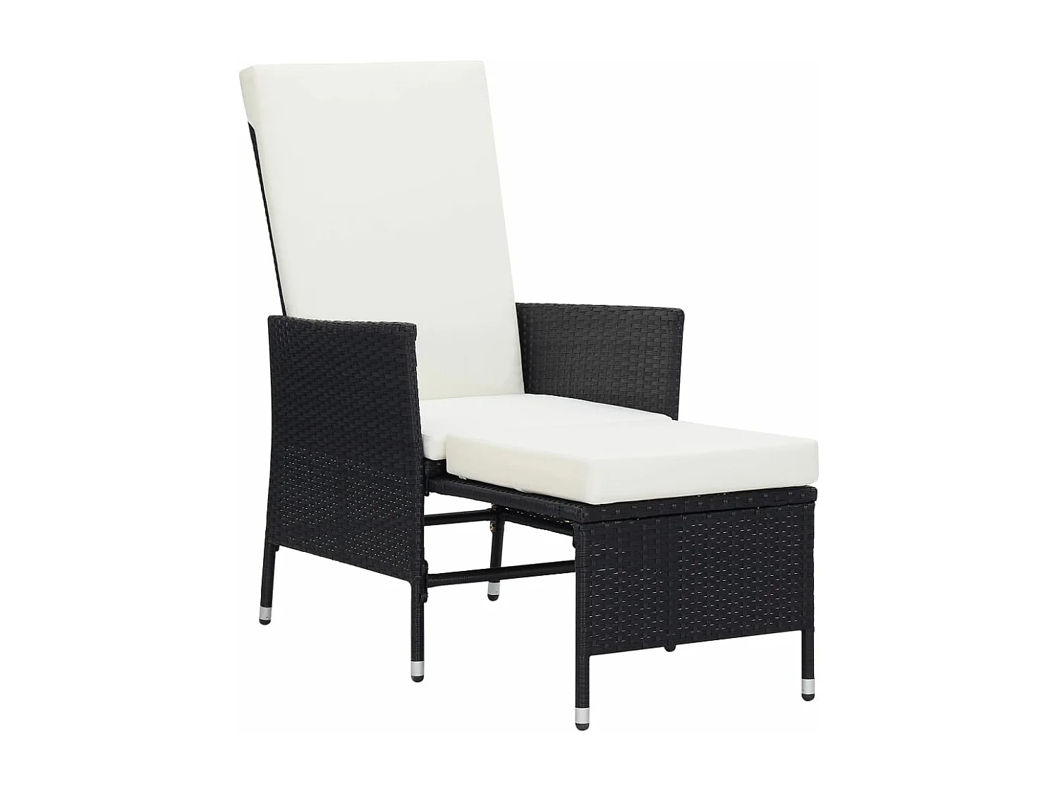 3 pcs conjunto lounge para jardim c/ almofadões vime PE preto PT37002