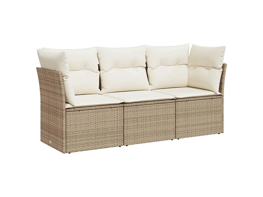 3-delige Loungeset met kussens poly rattan beige NL45855