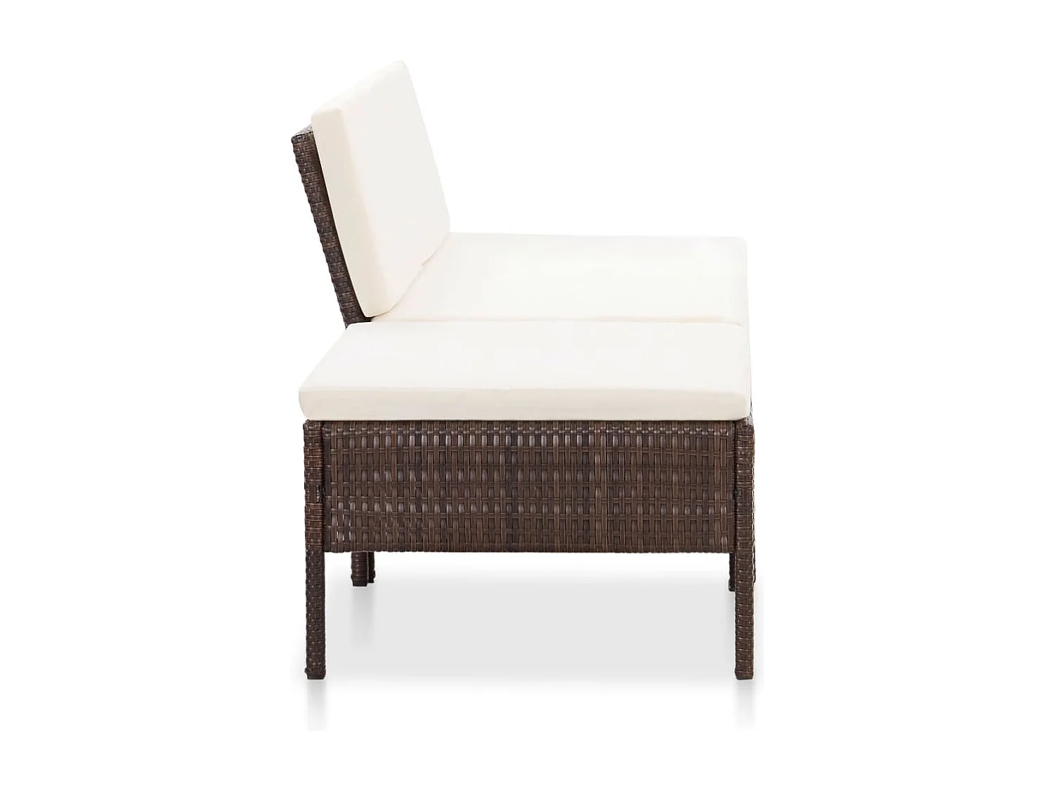 3 pcs conjunto lounge jardim c/ almofadões vime PE castanho PT22463