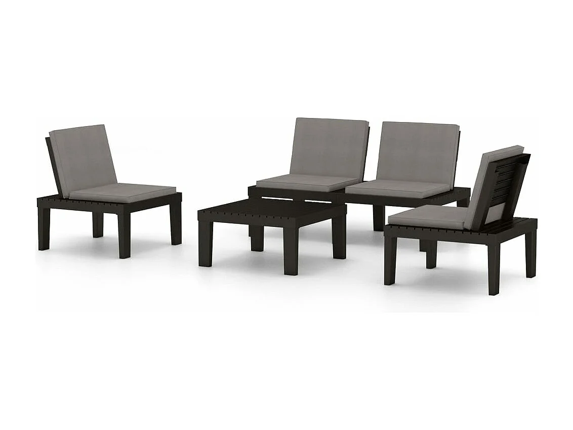 4-delige Loungeset met kussens kunststof grijs NL84884