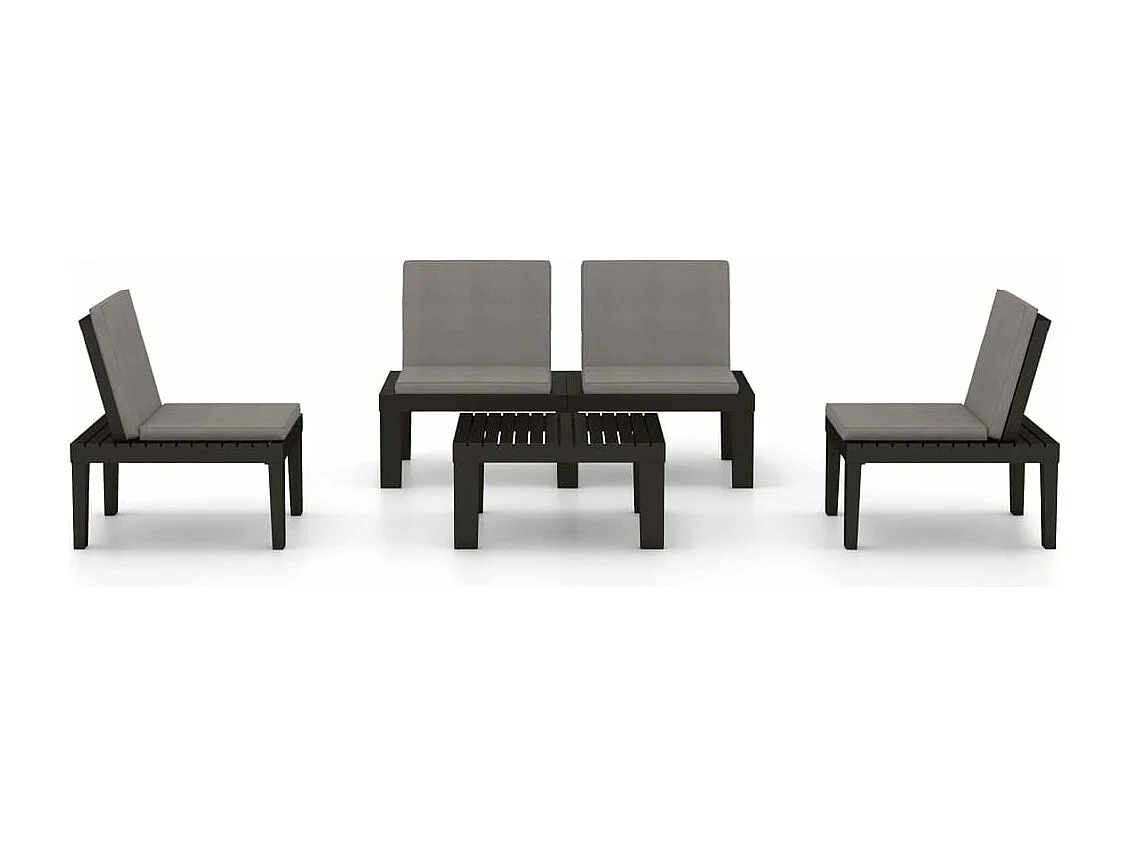 Salon de jardin 4 pcs avec coussins Plastique Gris BE78639