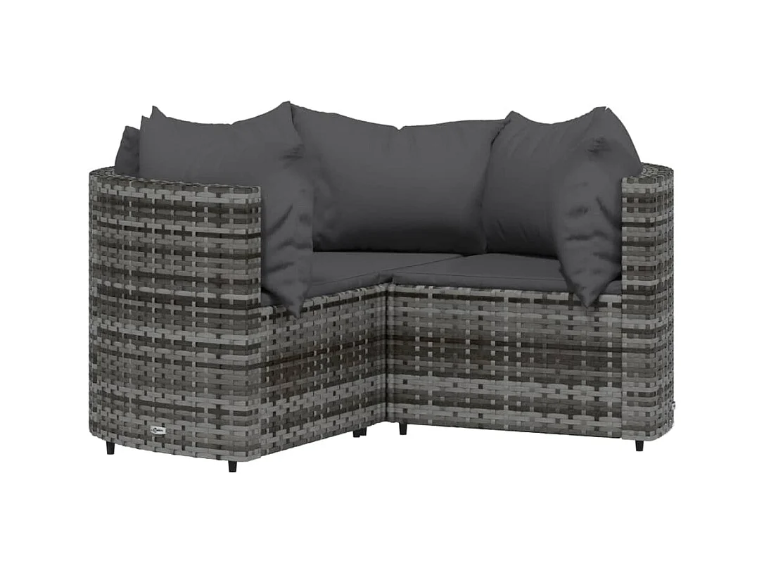 4-tlg. Garten-Sitzgruppe: Sofa + Tisch | Garten-Lounge-Set mit Kissen Grau Poly Rattan -GKD664849