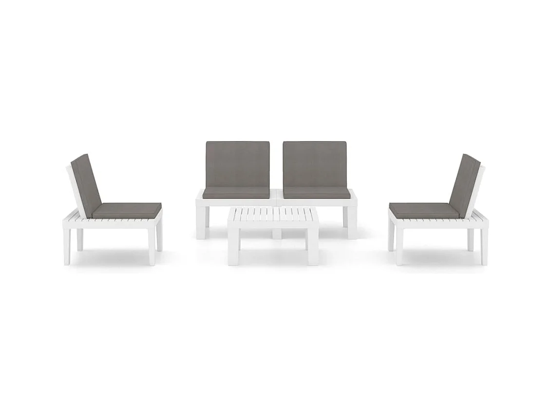 Salon de jardin 4 pcs avec coussins Plastique Blanc BE40458