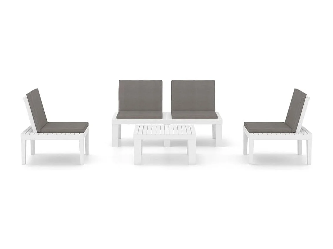 4-delige Loungeset met kussens kunststof wit NL14828