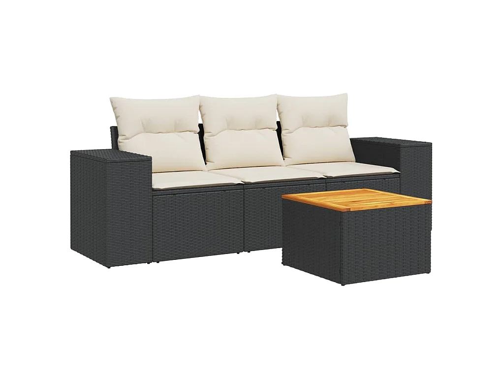 4-delige Loungeset met kussens poly rattan zwart NL44549