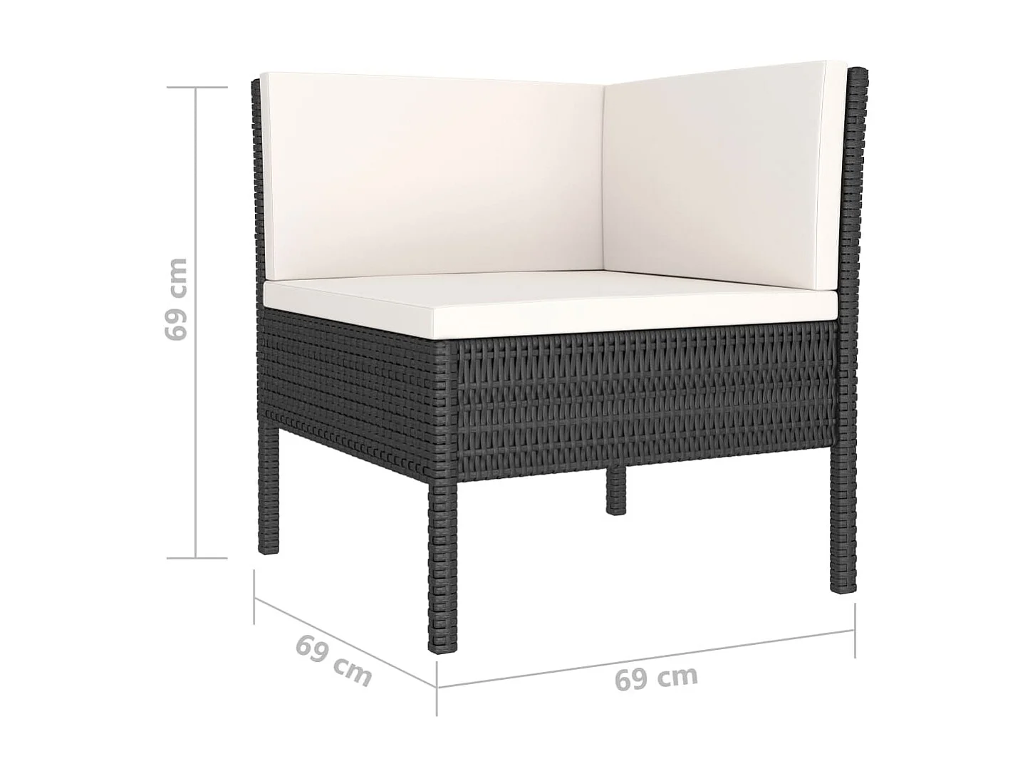 Salon de jardin 4 pcs avec coussins Résine tressée Noir BE67801