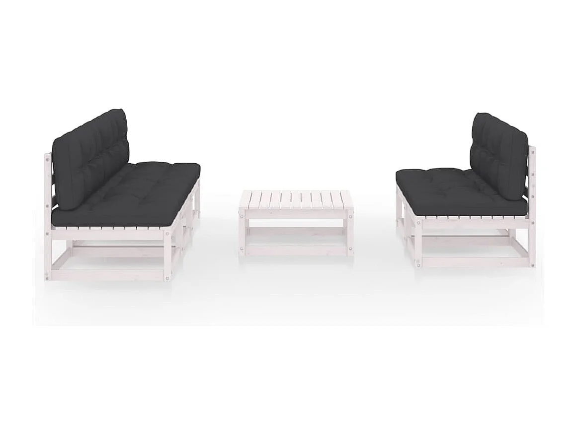 6 pcs conjunto lounge de jardim com almofadões pinho maciço PT83131
