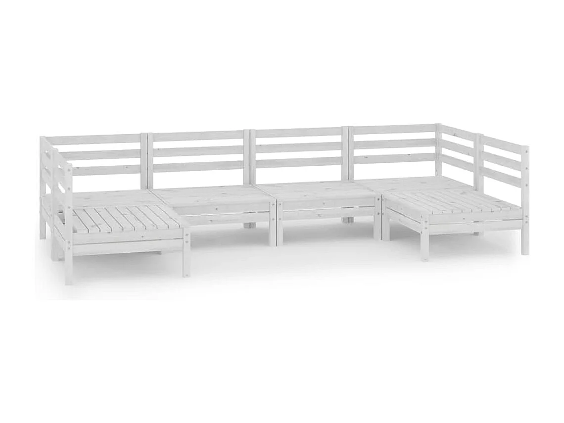 Salon de jardin 6 pcs Blanc Bois de pin massif BE29372