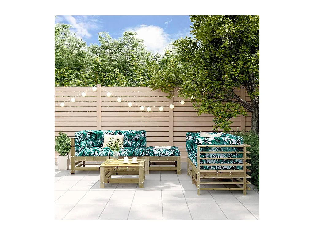 Salon de jardin 6 pcs bois de pin imprégné BE77571
