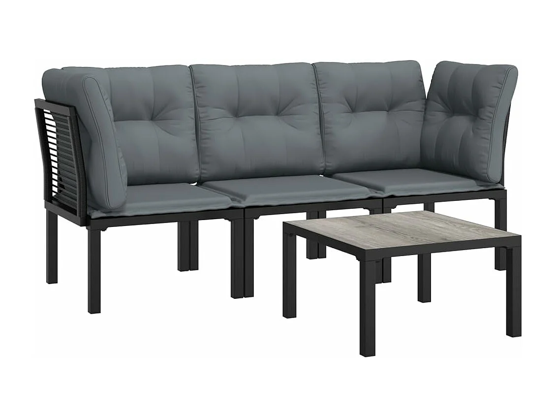 Salon de jardin 4 pcs noir et gris résine tressée BE14370