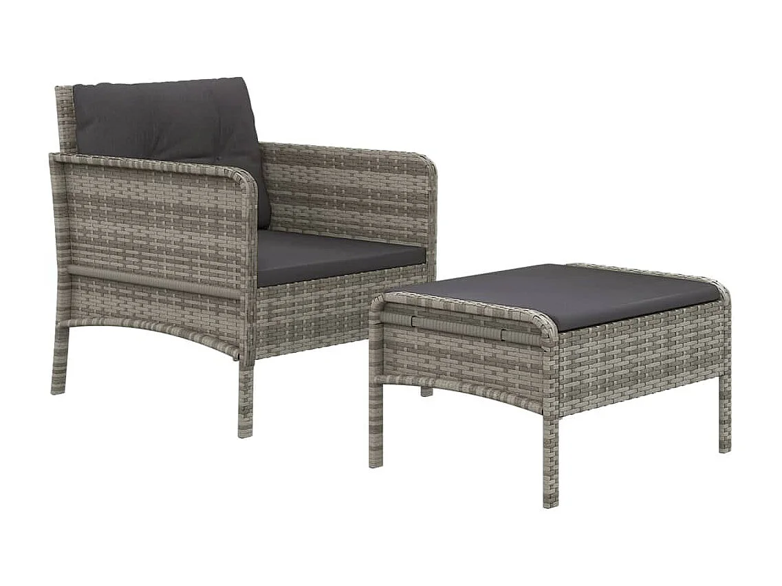 Salon de jardin 2 pcs avec coussins Gris Résine tressée BE86458