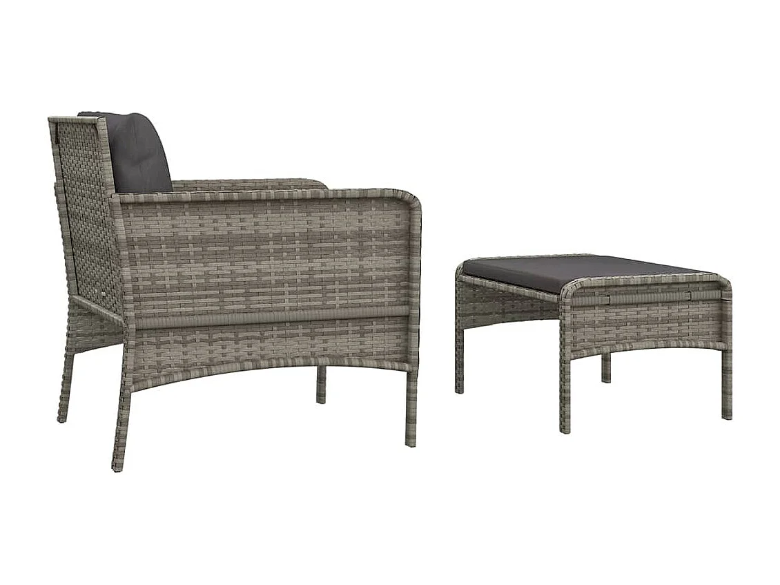 Salon de jardin 2 pcs avec coussins Gris Résine tressée BE86458