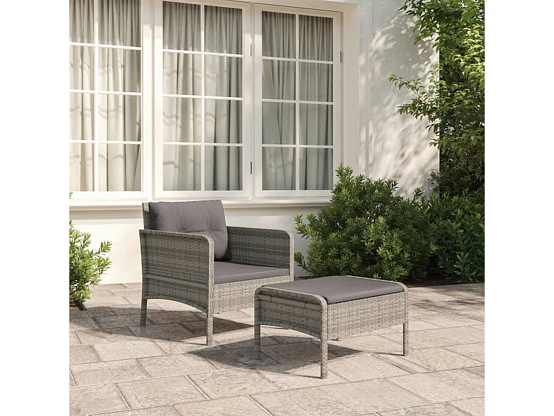 2-delige Loungeset met kussens poly rattan grijs NL64870