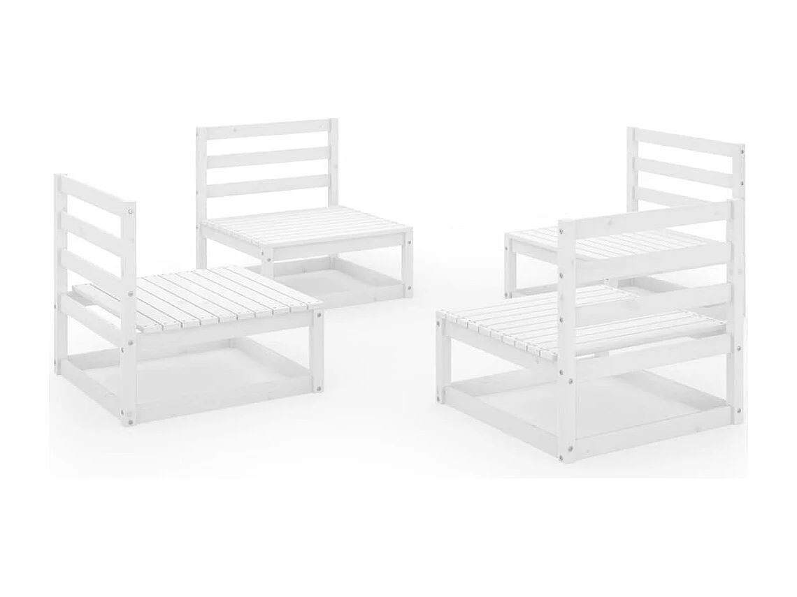 Salon de jardin 4 pcs Blanc Bois de pin massif BE50518