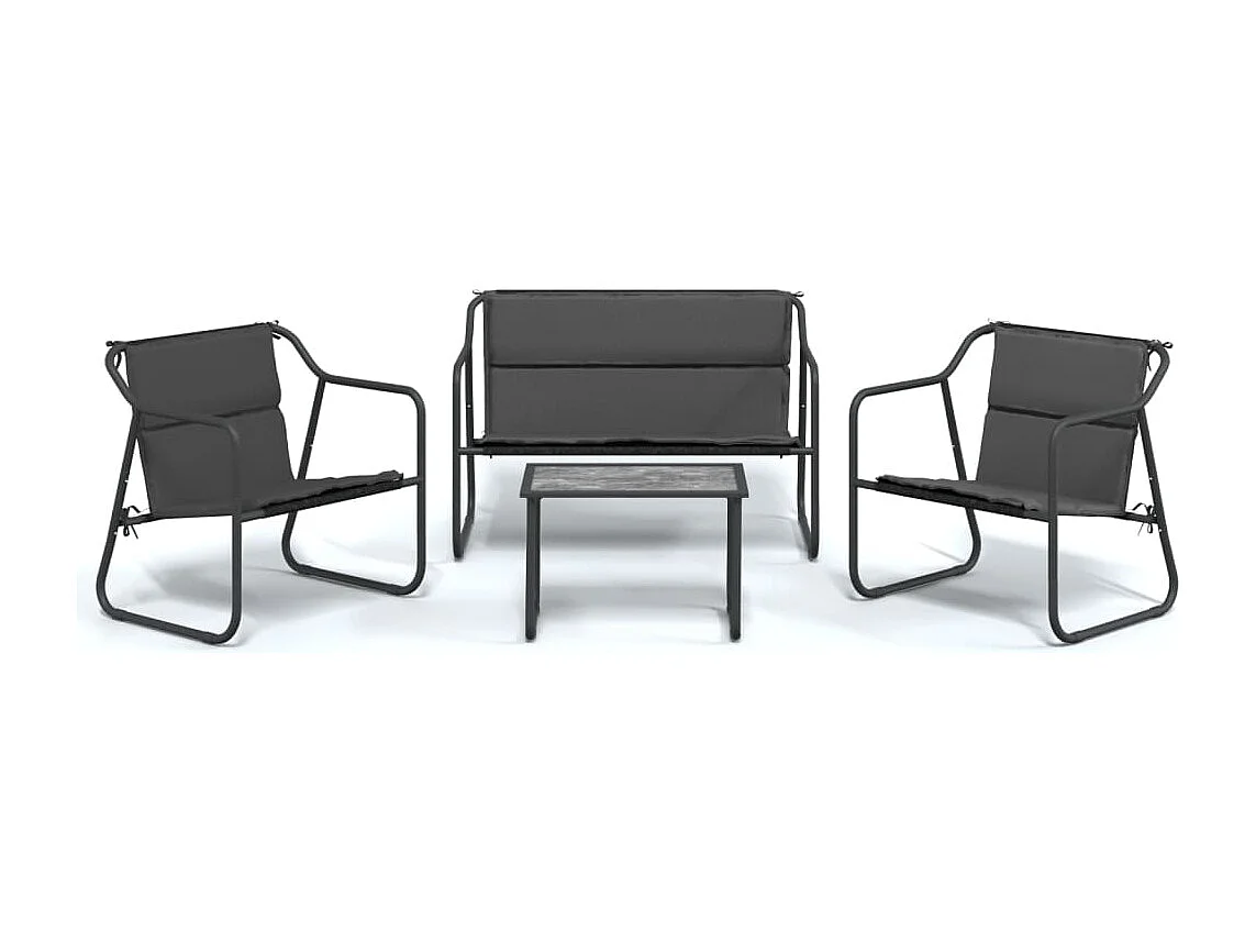 4-delige Loungeset met kussens staal antracietkleurig NL67253