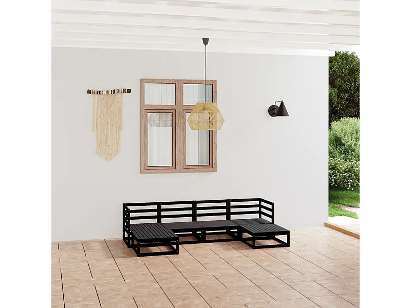 Salon de jardin 6 pcs bois de pin massif BE86418