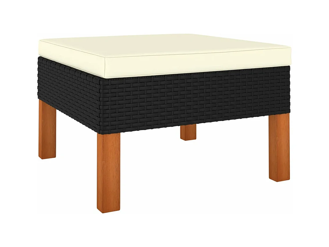 6-tlg. Garten-Sitzgruppe | Garten-Lounge-Set mit Kissen Poly Rattan Schwarz -GKD666090