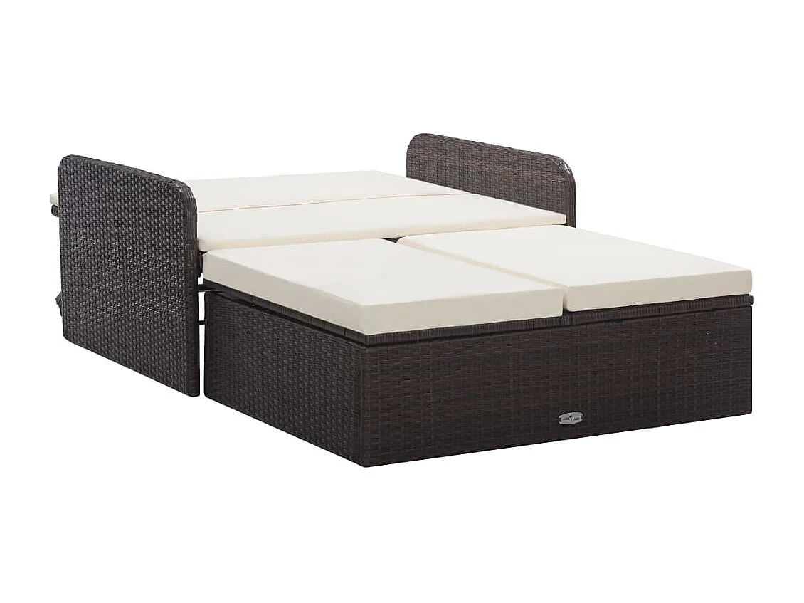 2-tlg. Garten-Sitzgruppe | Garten-Lounge-Set mit Auflagen Poly Rattan Braun -GKD324021