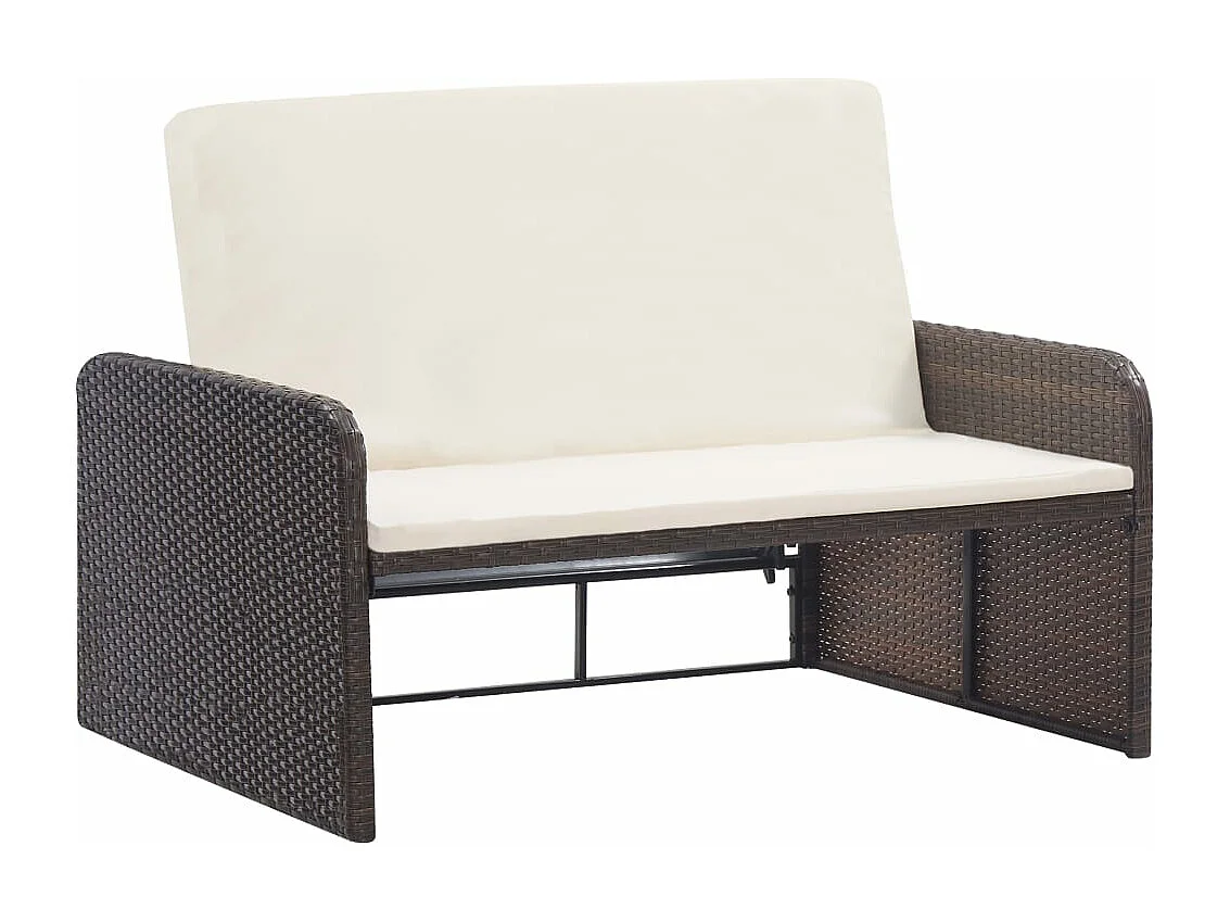 2-tlg. Garten-Sitzgruppe | Garten-Lounge-Set mit Auflagen Poly Rattan Braun -GKD324021