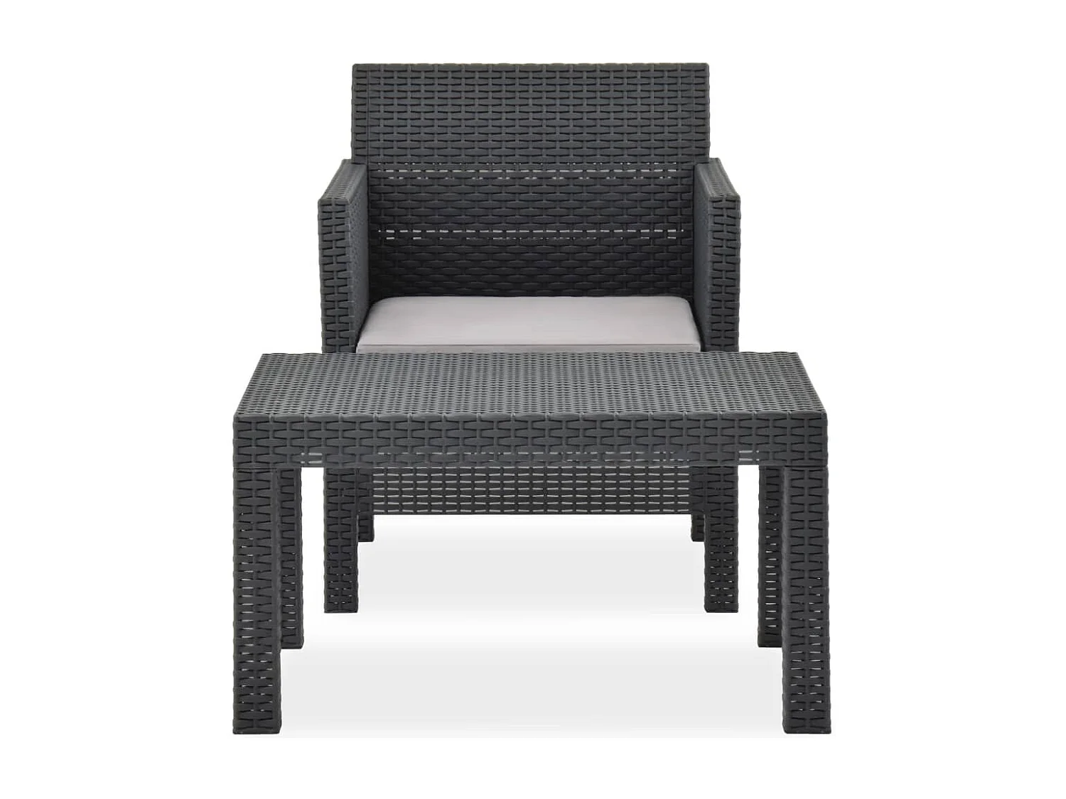 Salon de jardin 2 pcs avec coussin PP Rotin Anthracite BE64844