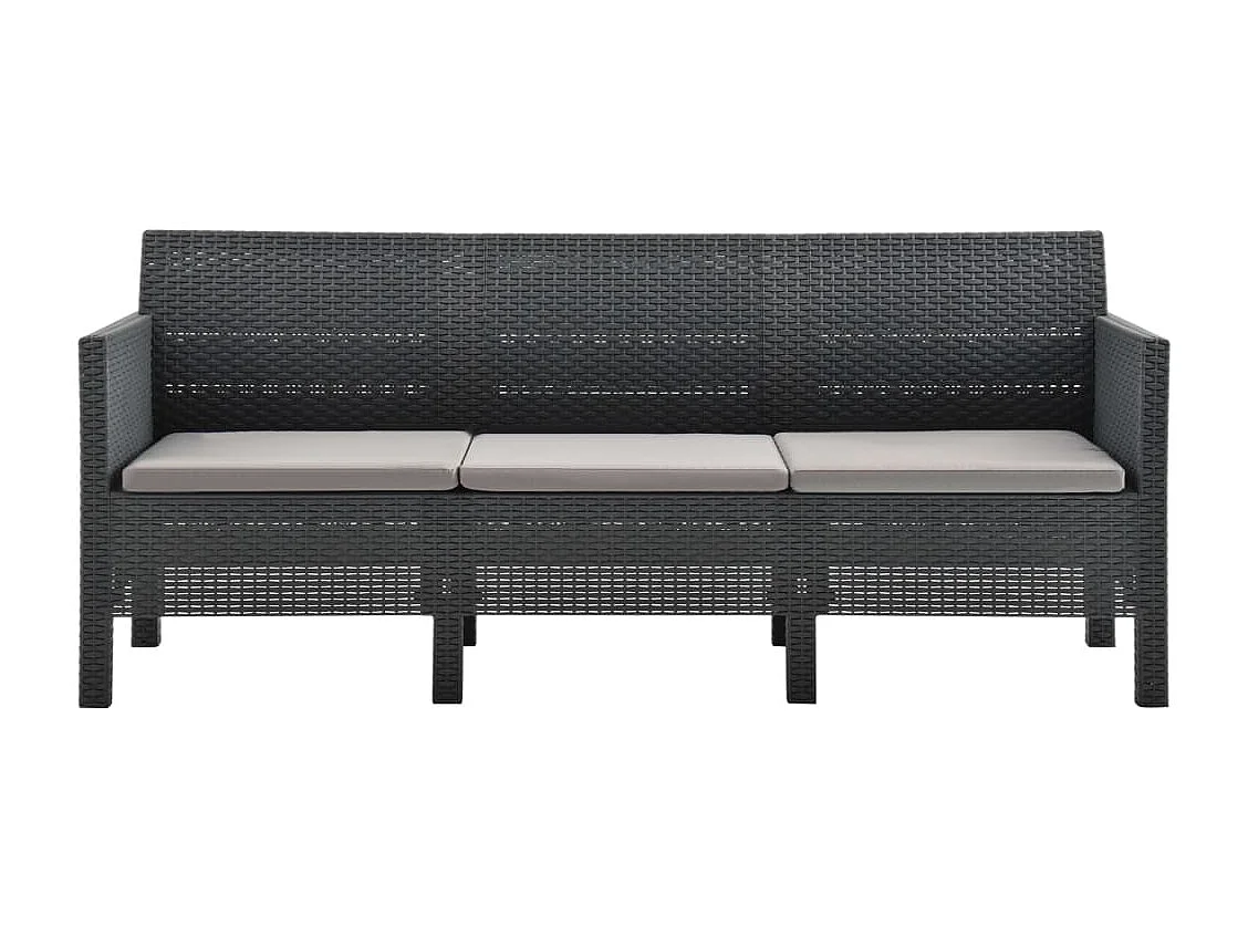 Salon de jardin 2 pcs avec coussins PP Rotin Anthracite BE49224