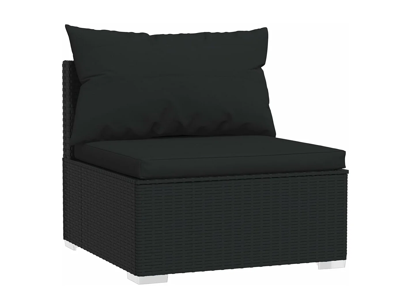 4 pcs conjunto lounge de jardim c/ almofadões vime PE preto PT38829