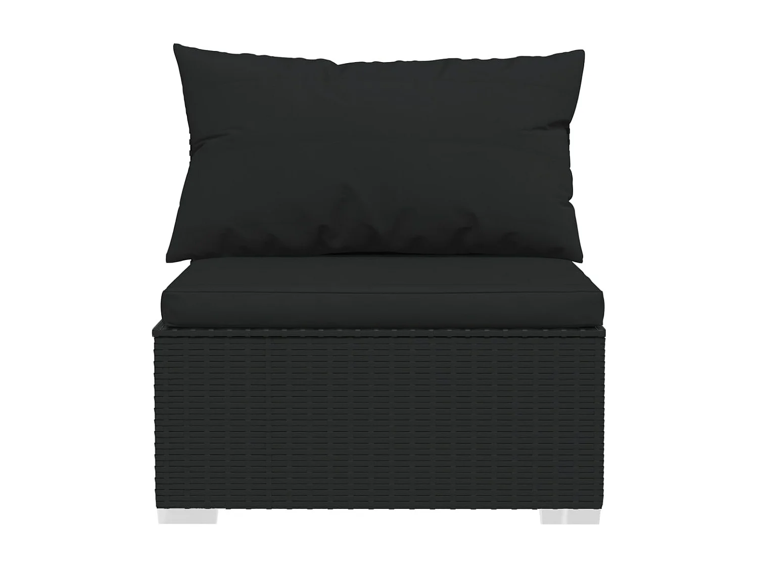 4 pcs conjunto lounge de jardim c/ almofadões vime PE preto PT38829