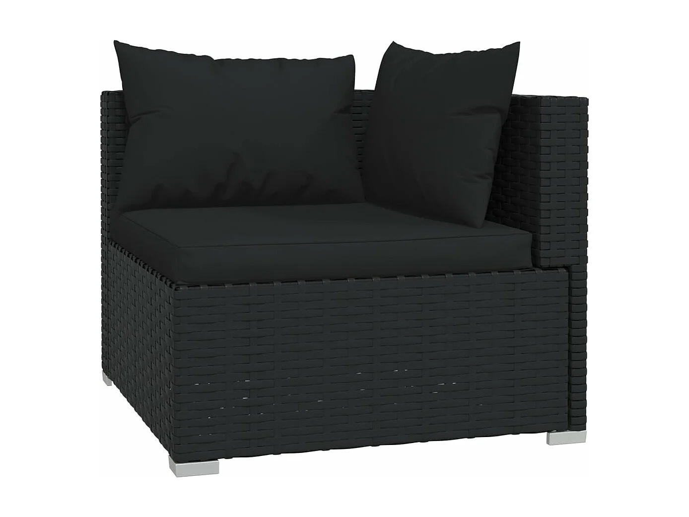 4 pcs conjunto lounge de jardim c/ almofadões vime PE preto PT38829