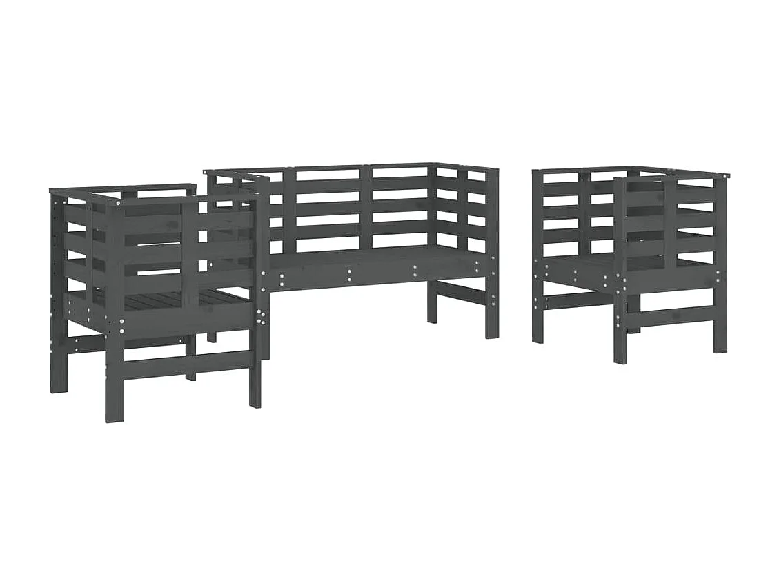 3-delige Loungeset massief grenenhout grijs NL37618