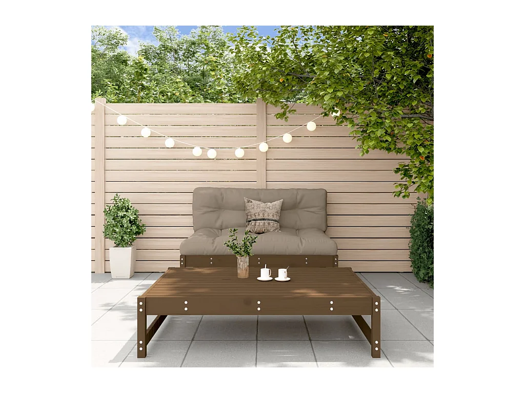 Salon de jardin 2 pcs avec coussins marron miel bois massif BE50815