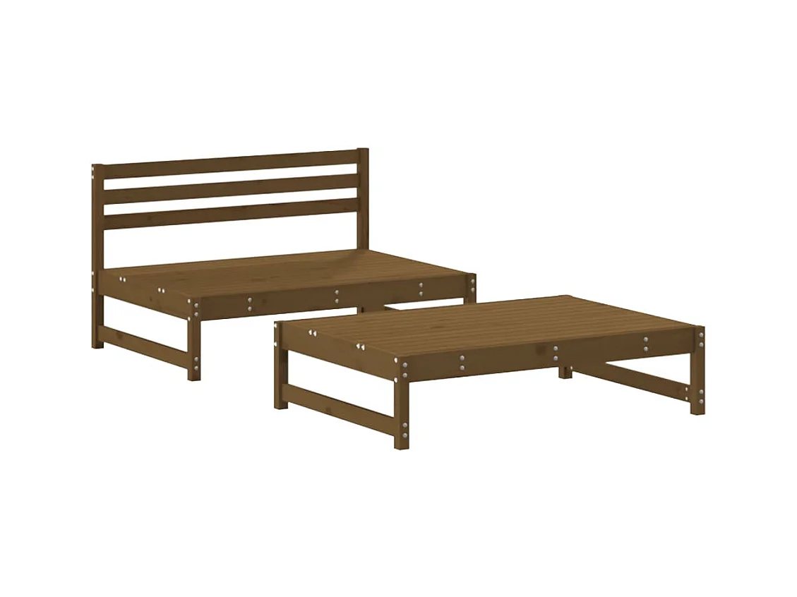 Salon de jardin 2 pcs avec coussins marron miel bois massif BE50815