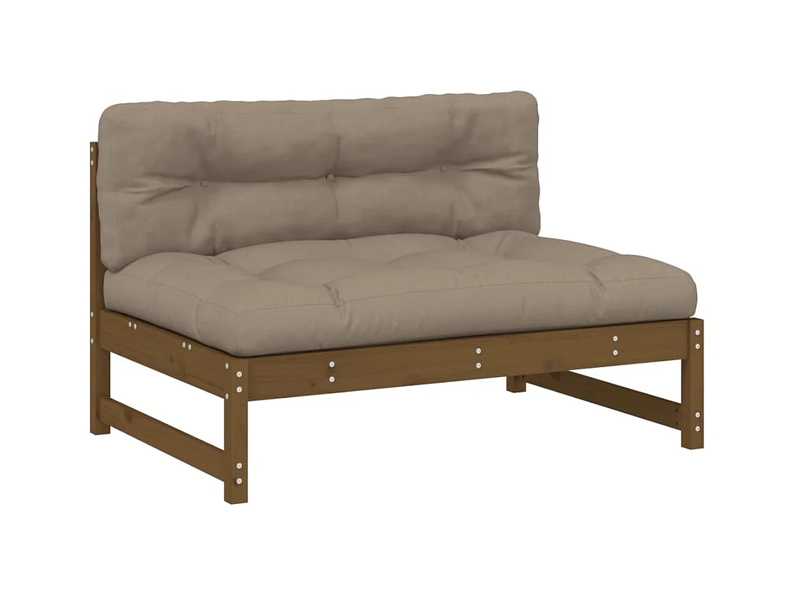 Salon de jardin 2 pcs avec coussins marron miel bois massif BE50815