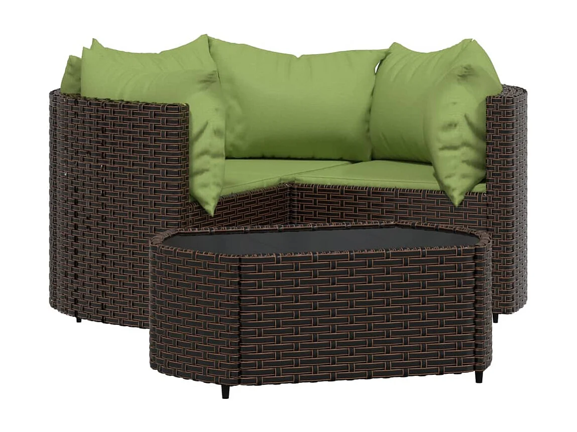 Salon de jardin 4 pcs avec coussins Marron Résine tressée BE83899