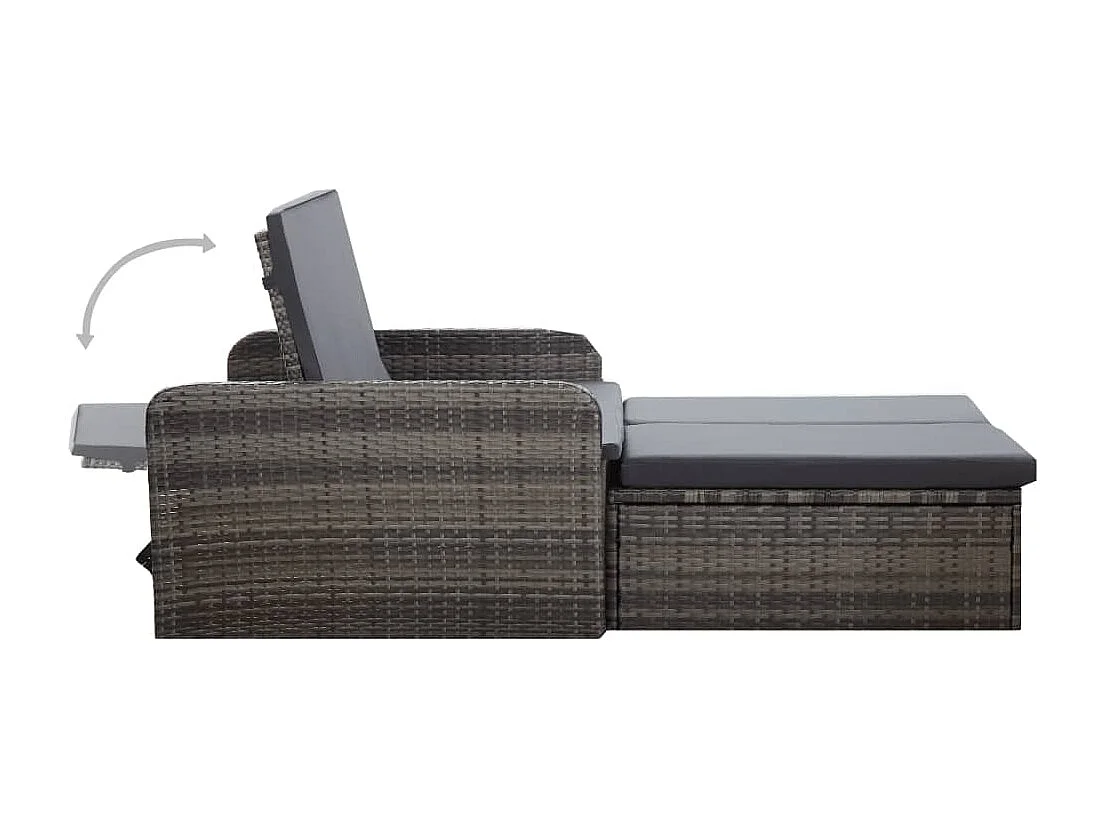 Salon de jardin 2 pcs avec coussins Résine tressée Gris BE55578