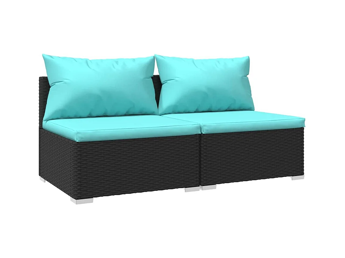 2-tlg. Garten-Sitzgruppe | Garten-Lounge-Set mit Kissen Poly Rattan Schwarz -GKD235576