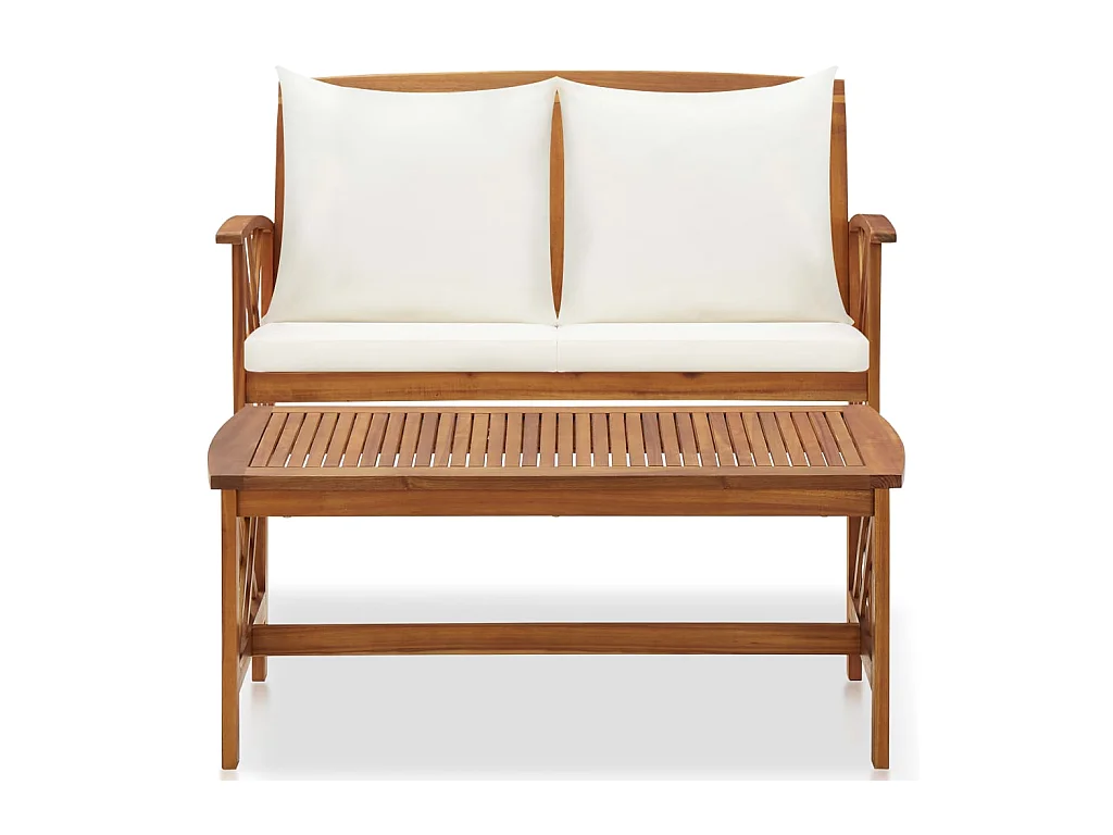 2-tlg. Garten-Sitzgruppe: Sofa + Tisch | Garten-Lounge-Set mit Auflagen Massivholz Akazie -GKD545611