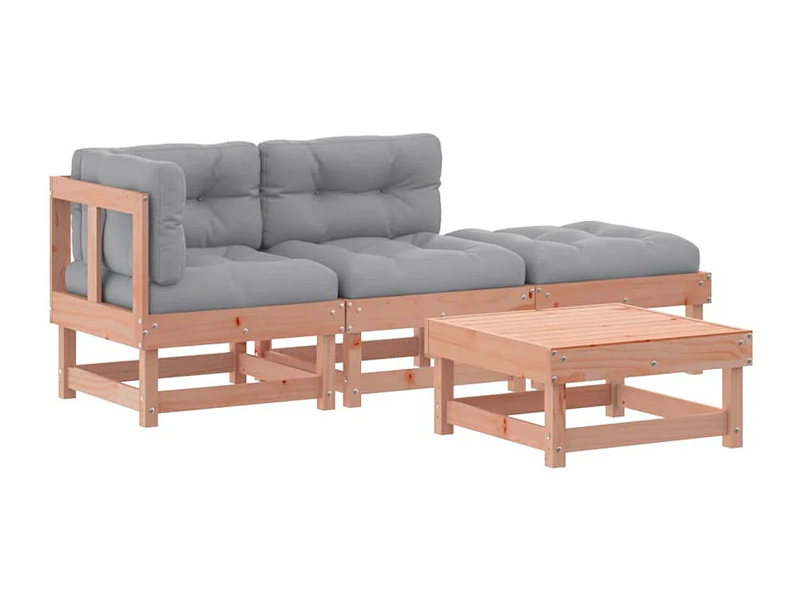 Salon de jardin 4 pcs avec coussins bois massif douglas SSG53771