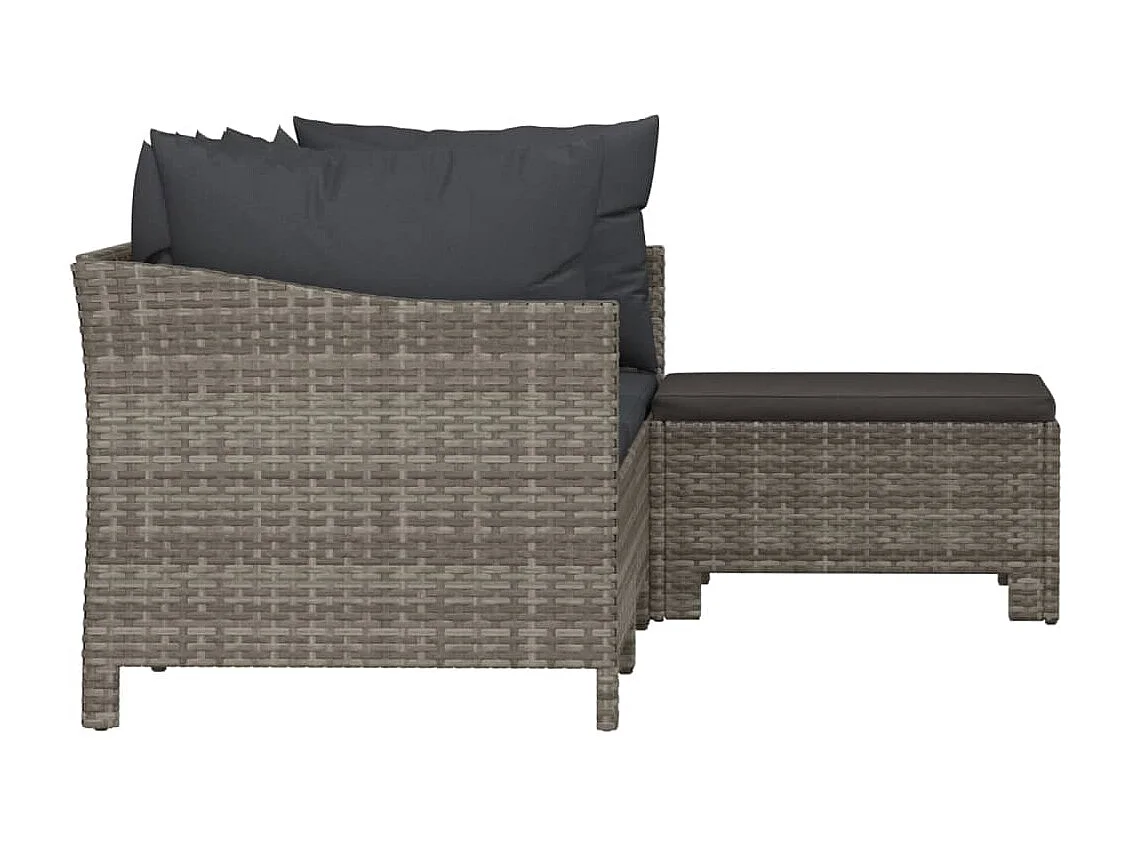 Salon de jardin 4 pcs avec coussins Gris Résine tressée BE95362