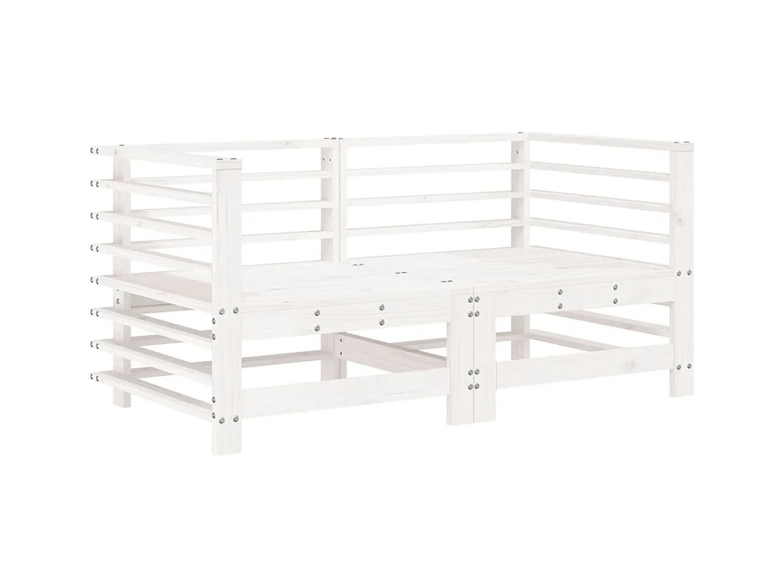 6-tlg. Garten-Sitzgruppe: Sofa + Tisch | Garten-Lounge-Set Weiß Massivholz Kiefer -GKD668658