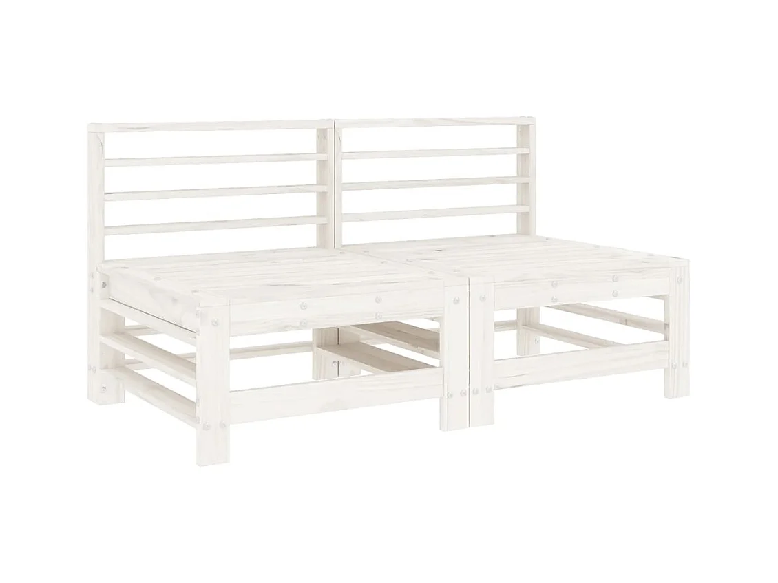 6-tlg. Garten-Sitzgruppe: Sofa + Tisch | Garten-Lounge-Set Weiß Massivholz Kiefer -GKD668658