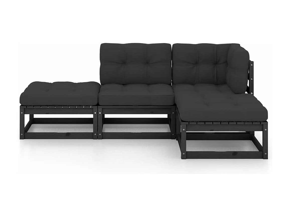 4-tlg. Garten-Sitzgruppe | Garten-Lounge-Set mit Kissen Massivholz Kiefer -GKD229218