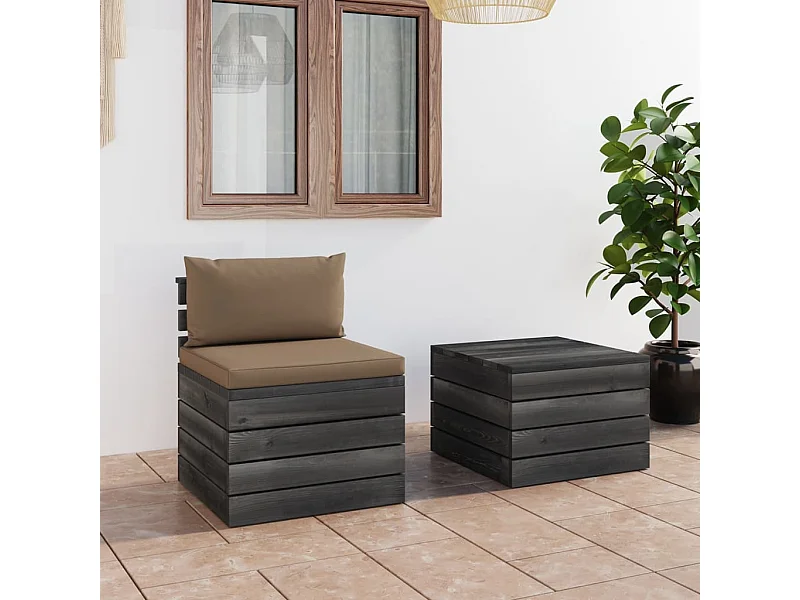 2 pzas Salón de jardín palets cojines madera de pino ES90328