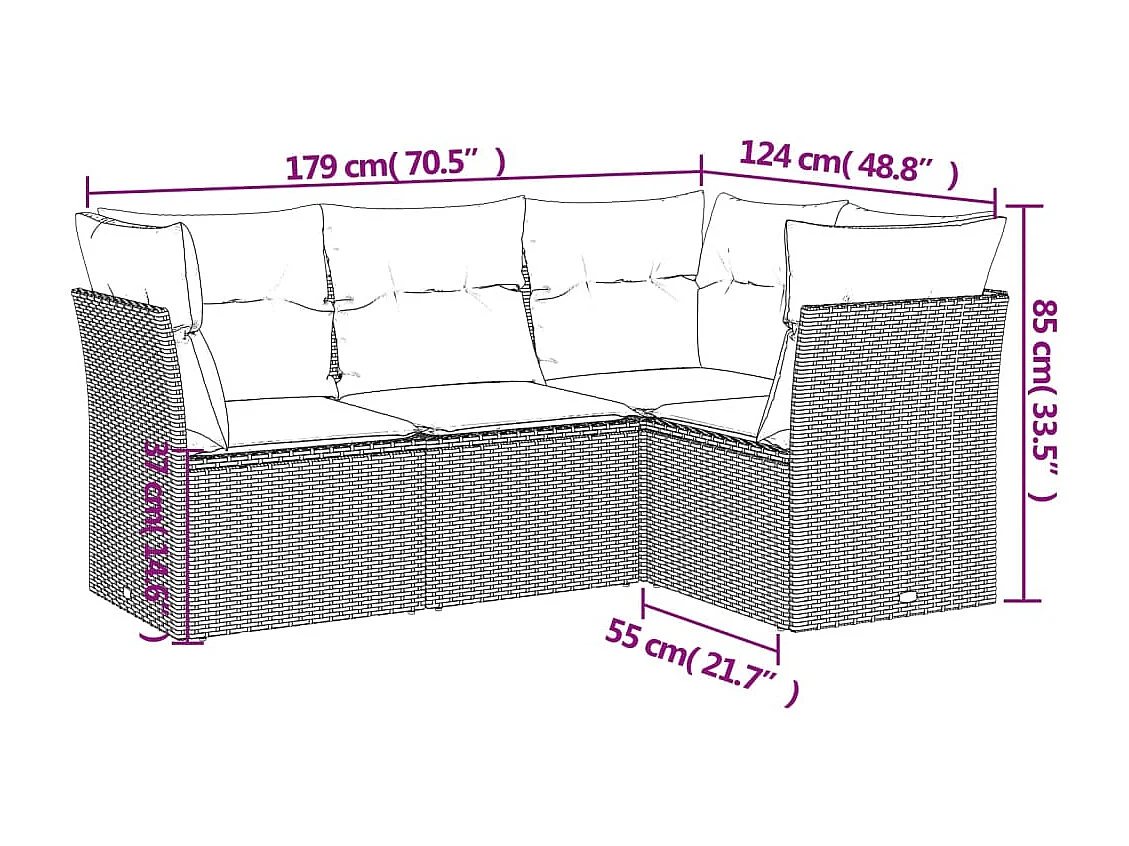 4-tlg. Garten-Sofagarnitur,Gartenmöbel-Set mit Kissen Schwarz Poly Rattan -gkd661735