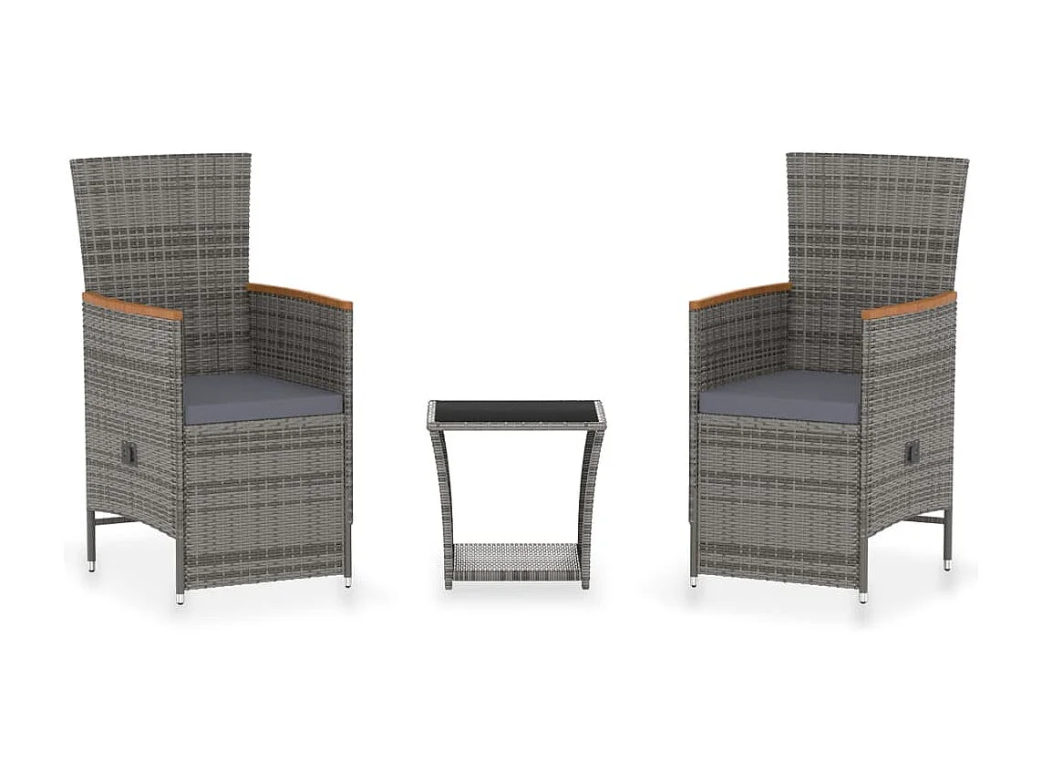 Salon de jardin 3 pcs avec coussins Résine tressée Gris BE45243