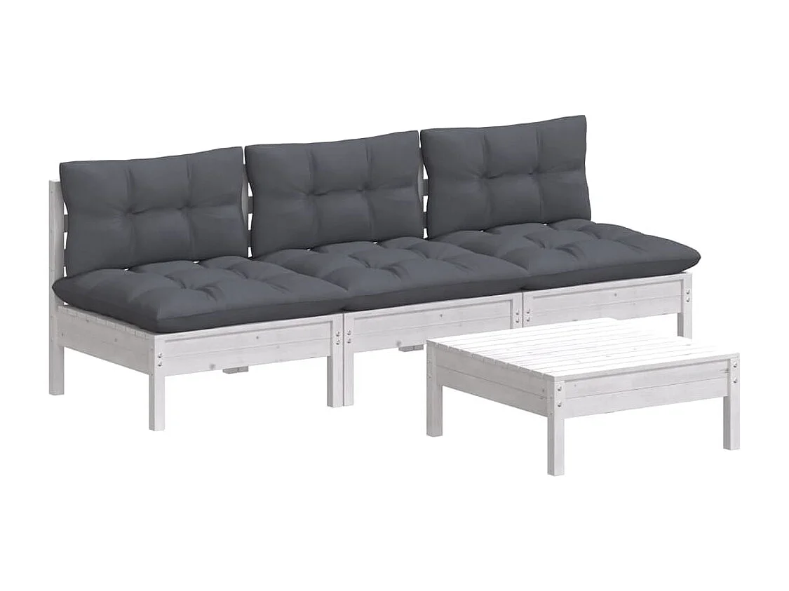 4 pcs conj. lounge de jardim com almofadões antracite pinho PT30418