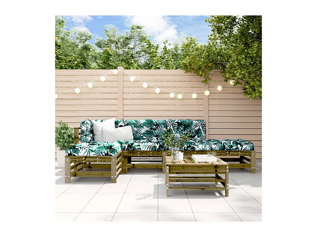 Salon de jardin 6 pcs bois de pin imprégné BE25351