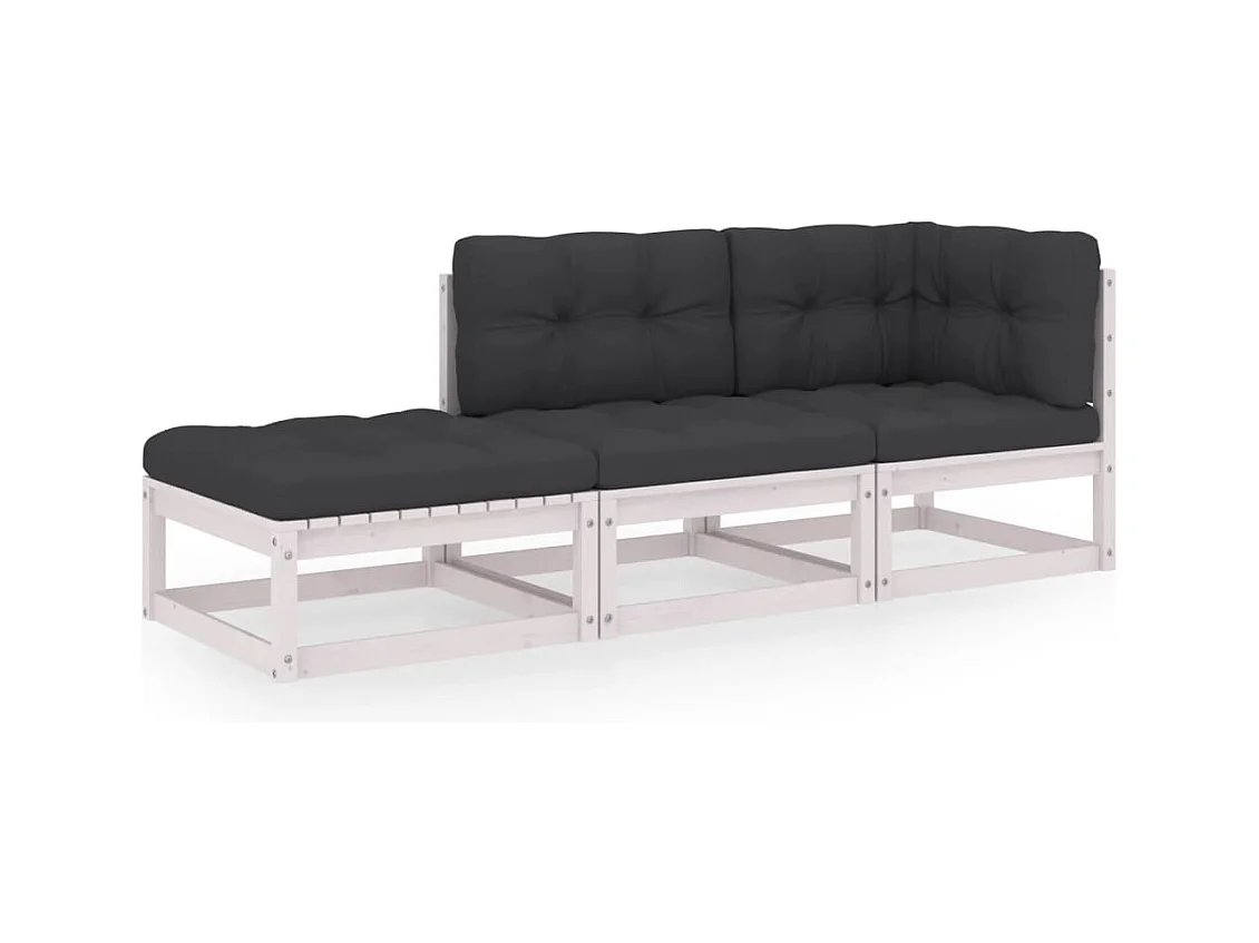 3-tlg. Garten-Sitzgruppe | Garten-Lounge-Set mit Kissen Kiefer Massivholz -GKD341024