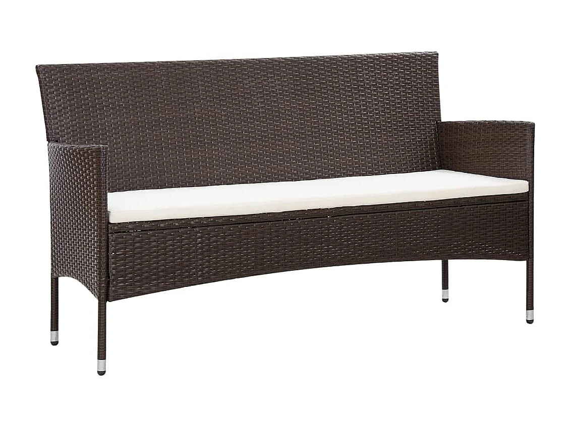 Salon de jardin 4 pcs avec coussins Résine tressée Marron BE14801