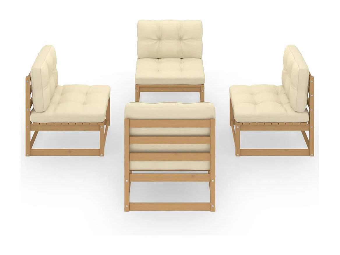 Salon de jardin 4 pcs avec coussins Bois de pin massif BE43844
